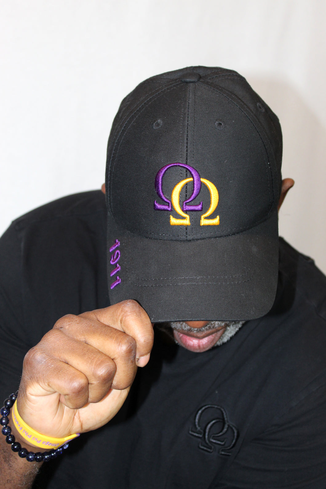 Cap - Black w/Purple & Gold Interlocking Omegas