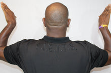 Load image into Gallery viewer, Polo Shirt - Black Interlocking Omegas on Black (Athletic Fit)